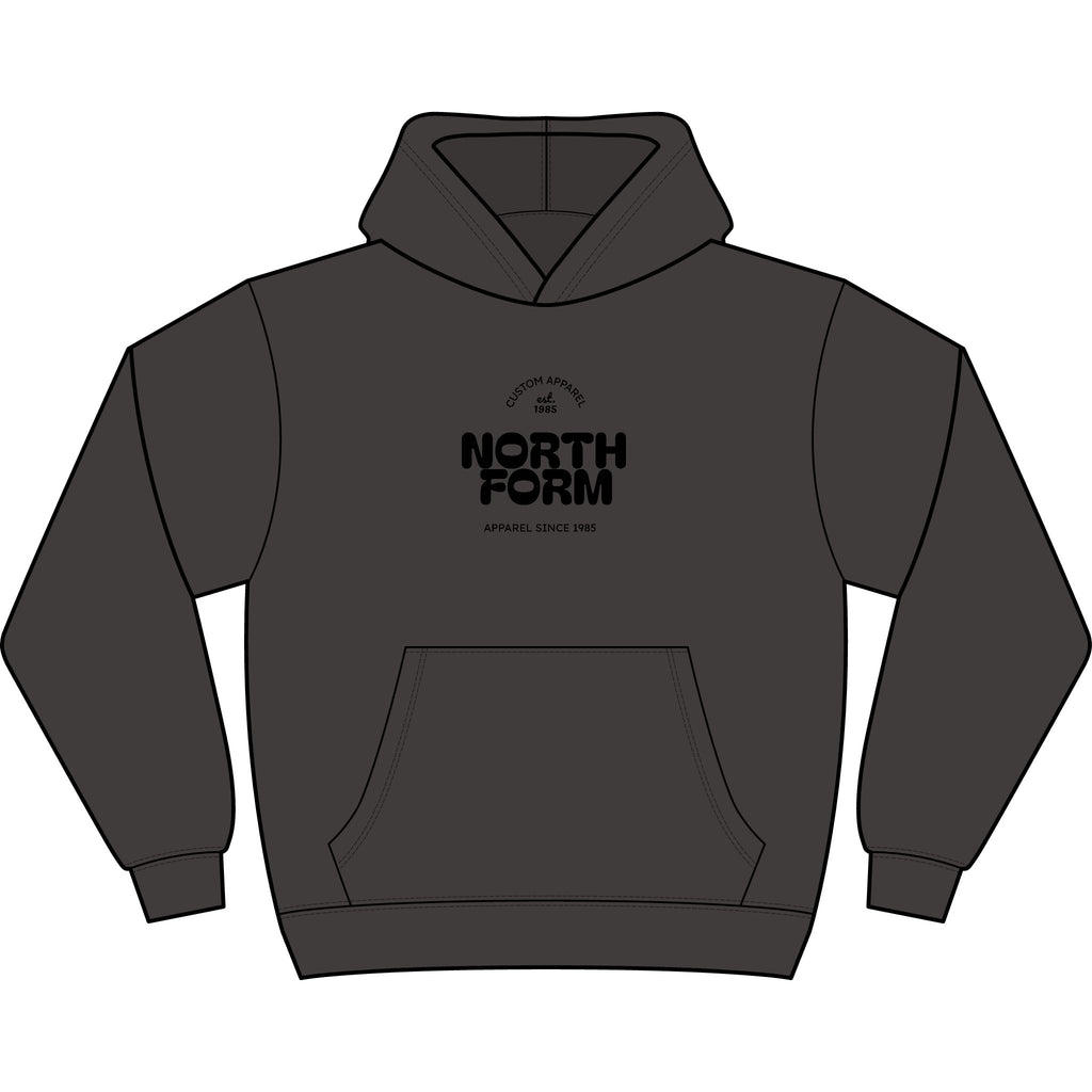 North Form Logo Men's Box Hoodie — Retro Repeated Back Print, Casual Streetwear