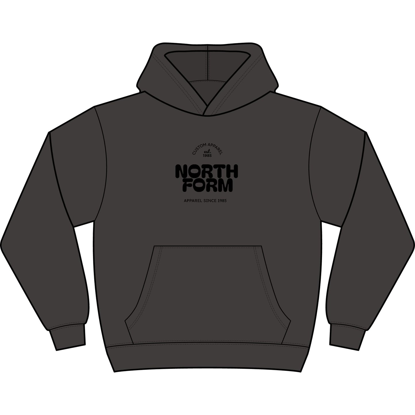 North Form Logo Men's Box Hoodie — Retro Repeated Back Print, Casual Streetwear