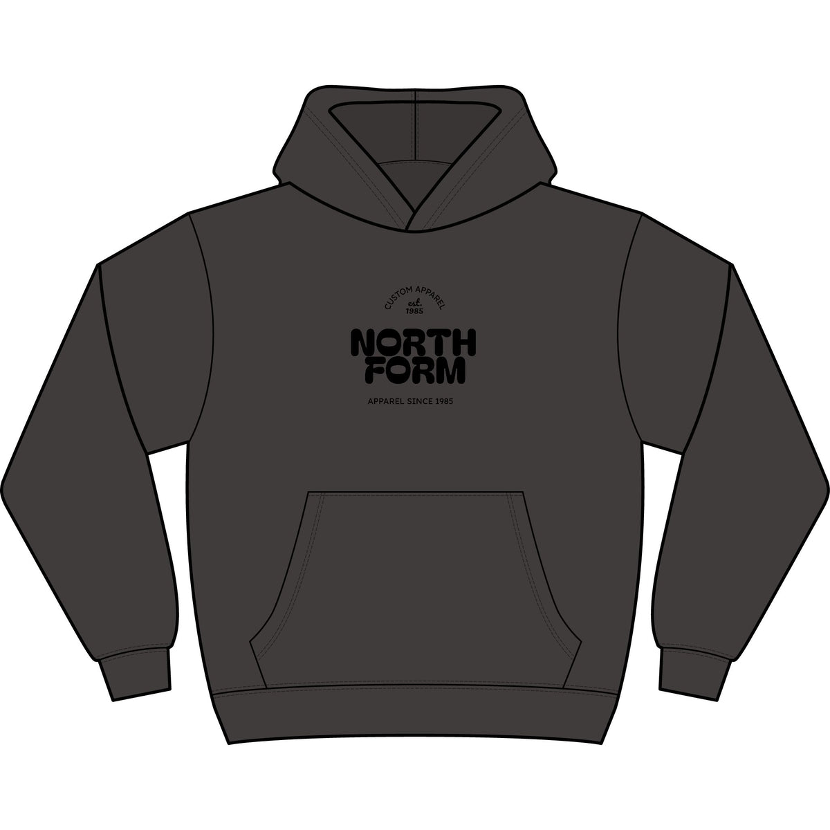 North Form Logo Men's Box Hoodie — Retro Repeated Back Print, Casual Streetwear