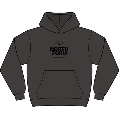 North Form Logo Men's Box Hoodie — Retro Repeated Back Print, Casual Streetwear