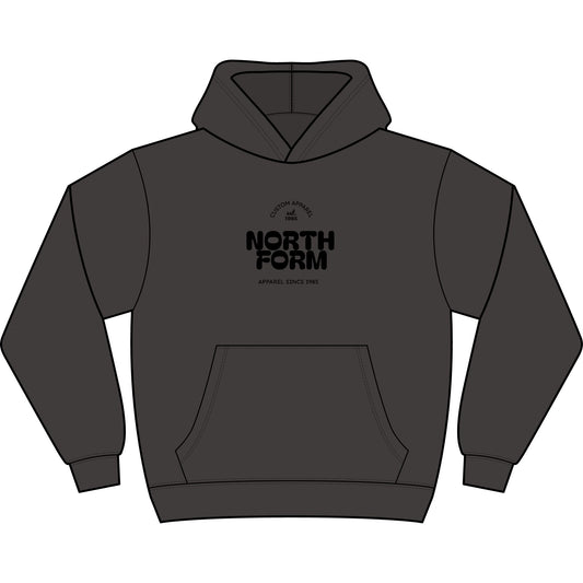 North Form Logo Men's Box Hoodie — Retro Repeated Back Print, Casual Streetwear