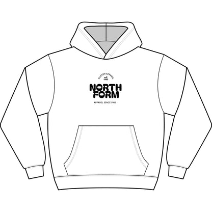 North Form Logo Men's Box Hoodie — Retro Repeated Back Print, Casual Streetwear