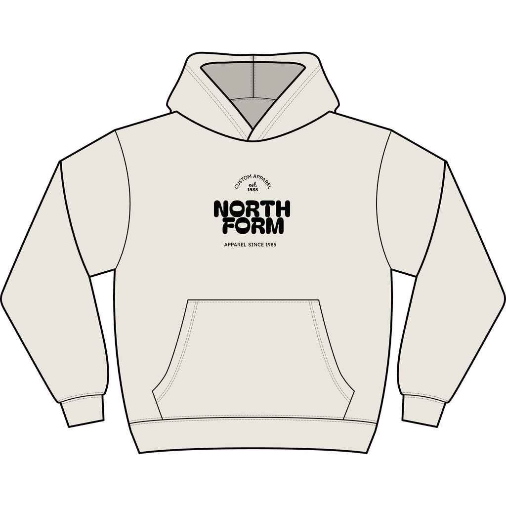 North Form Logo Men's Box Hoodie — Retro Repeated Back Print, Casual Streetwear