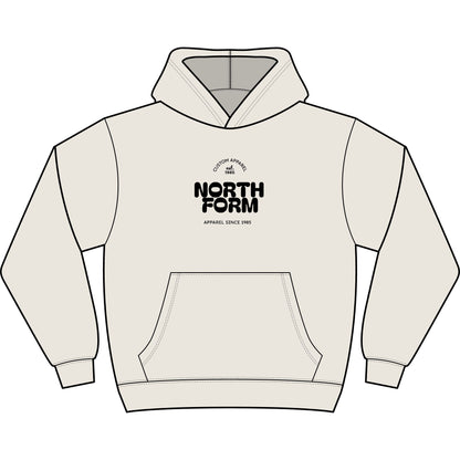 North Form Logo Men's Box Hoodie — Retro Repeated Back Print, Casual Streetwear