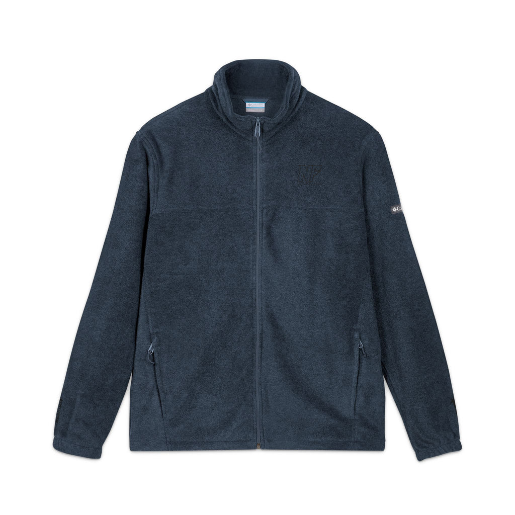 Embroidered Columbia Fleece Jacket - Charcoal Zip-Up, Cozy Outdoor Layer