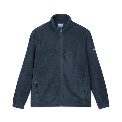 Embroidered Columbia Fleece Jacket - Charcoal Zip-Up, Cozy Outdoor Layer