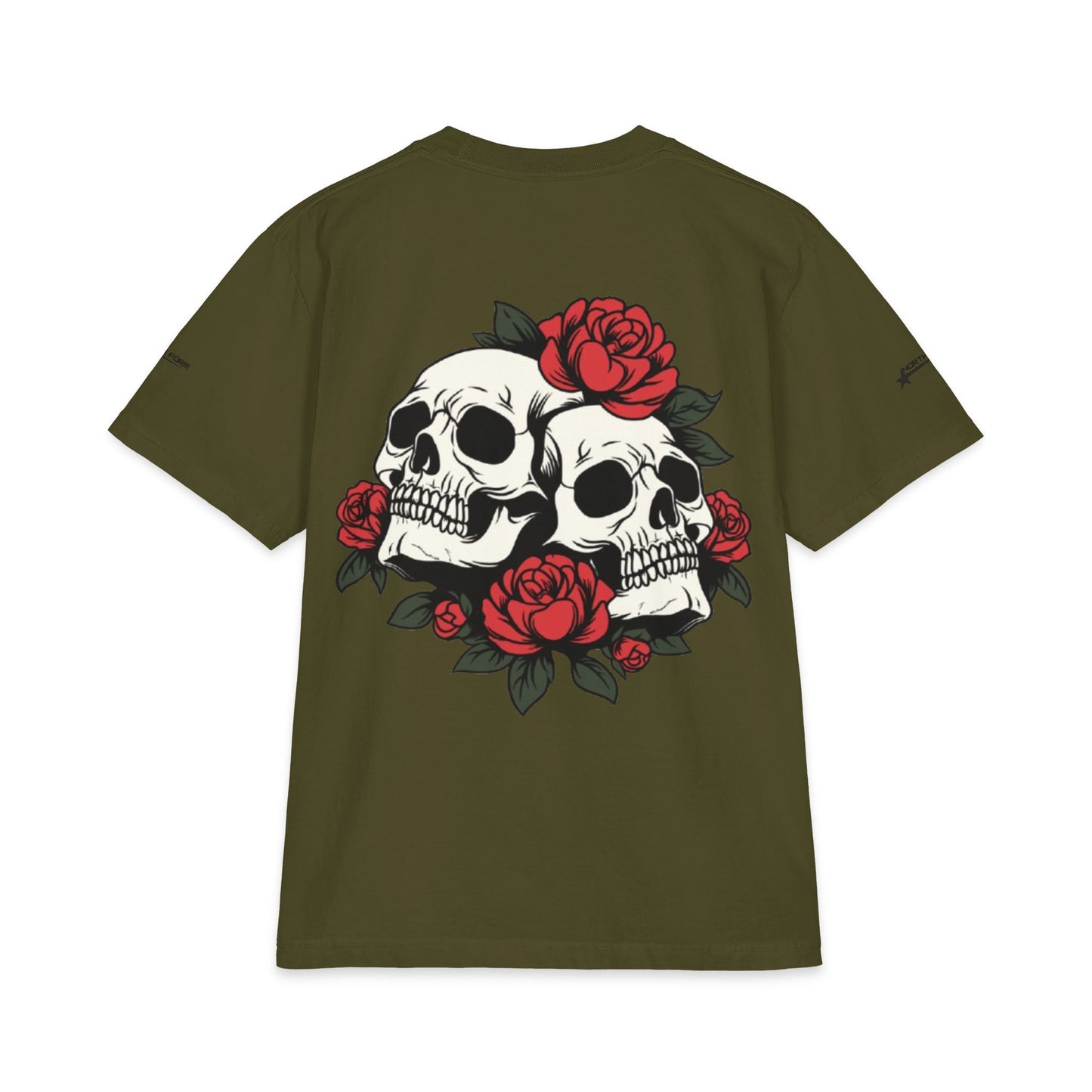 Skull & Roses T-Shirt — Double Skull Floral Graphic Tee