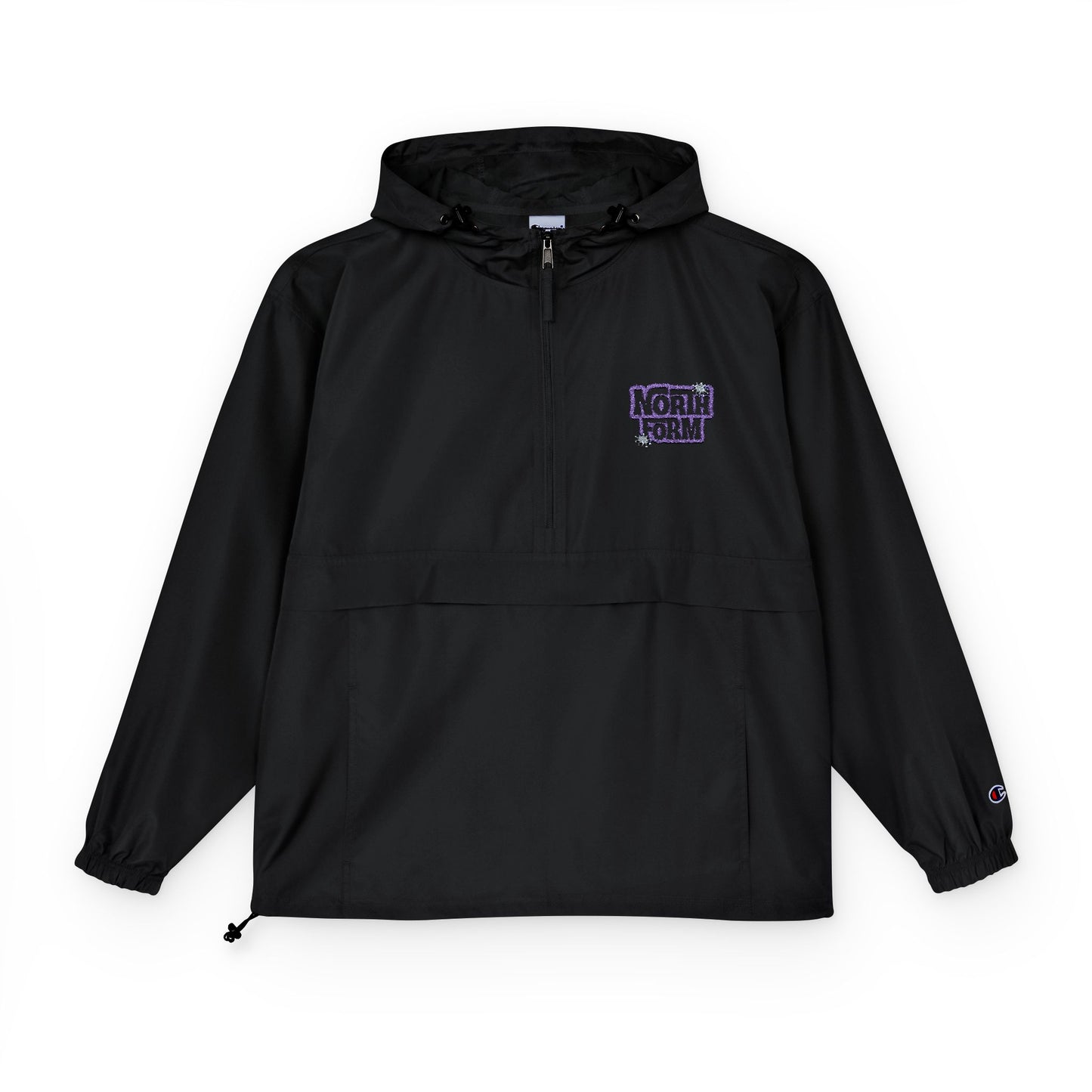 Light Blue Packable Anorak Jacket — ‘North Form’ Chest Graphic, Windbreaker Hoodie