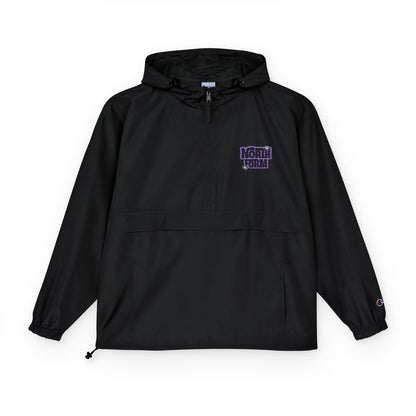 Light Blue Packable Anorak Jacket — ‘North Form’ Chest Graphic, Windbreaker Hoodie