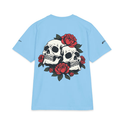 Skull & Roses T-Shirt — Double Skull Floral Graphic Tee