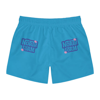 Men's Blue 'North Form' Swim Trunks — Graphic Beach Shorts