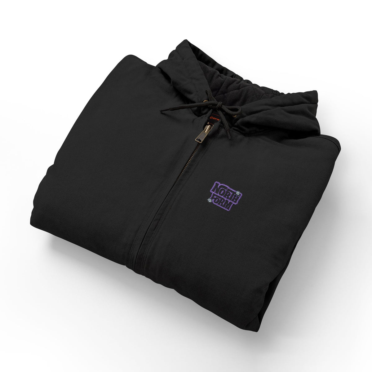 Embroidered Work Hooded Jacket - Durable Duck Cloth Utility Coat