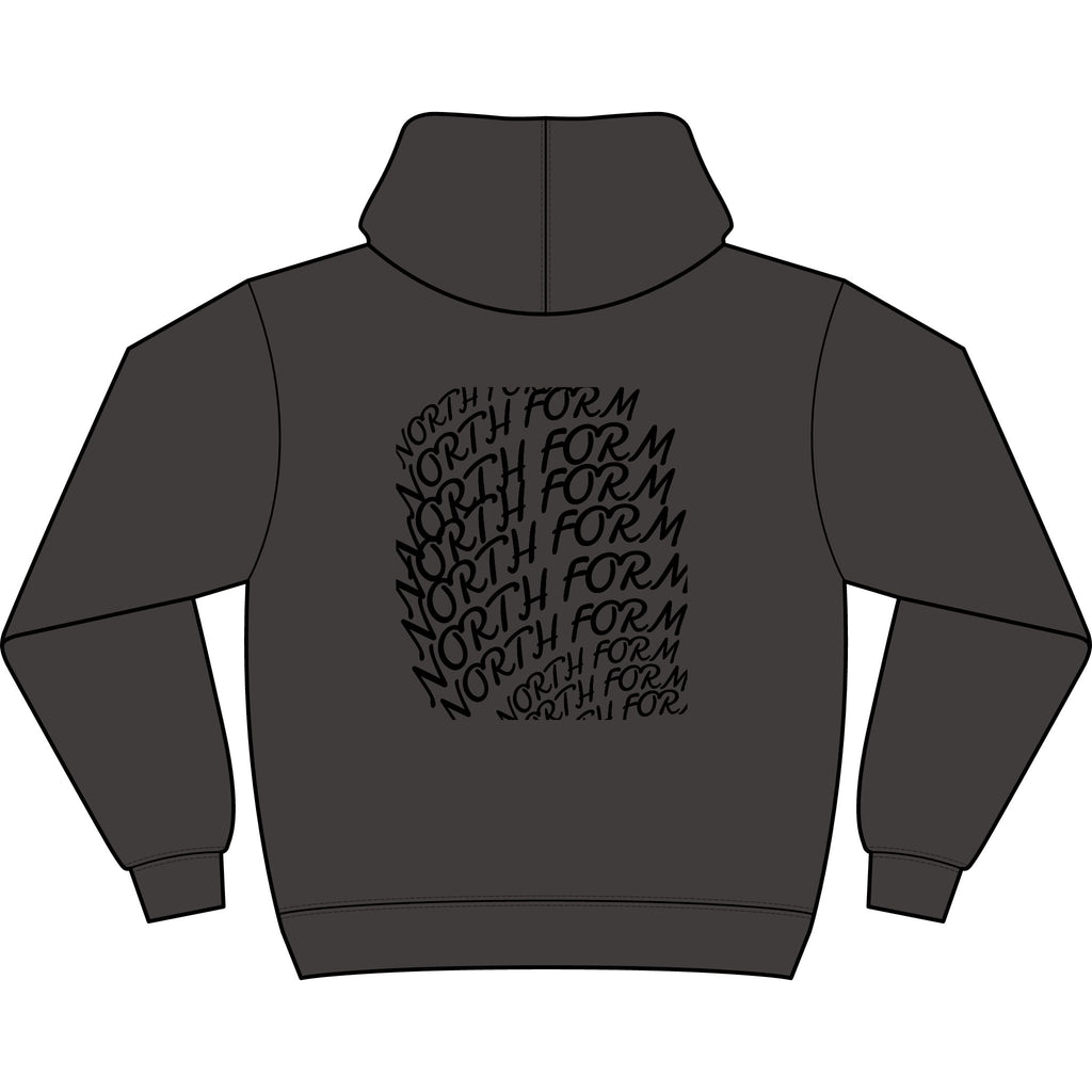 North Form Logo Men's Box Hoodie — Retro Repeated Back Print, Casual Streetwear