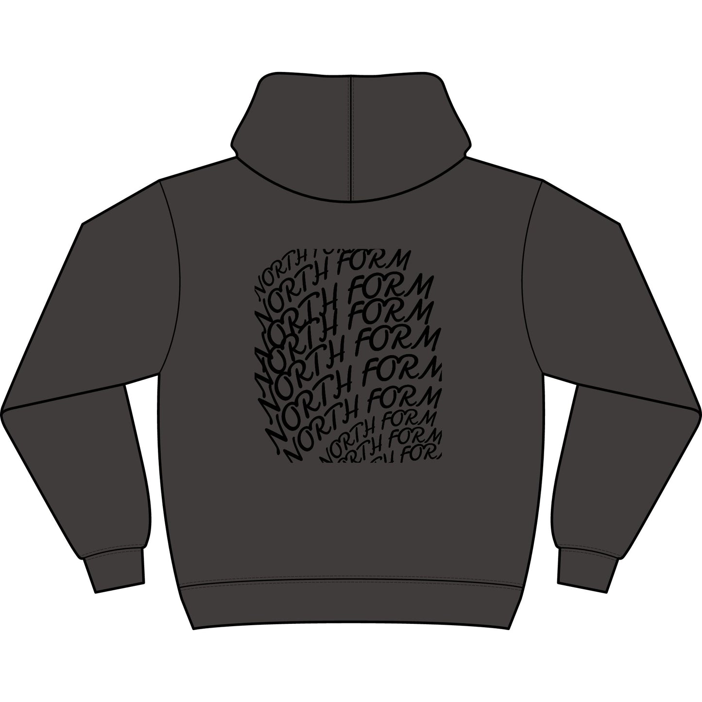North Form Logo Men's Box Hoodie — Retro Repeated Back Print, Casual Streetwear