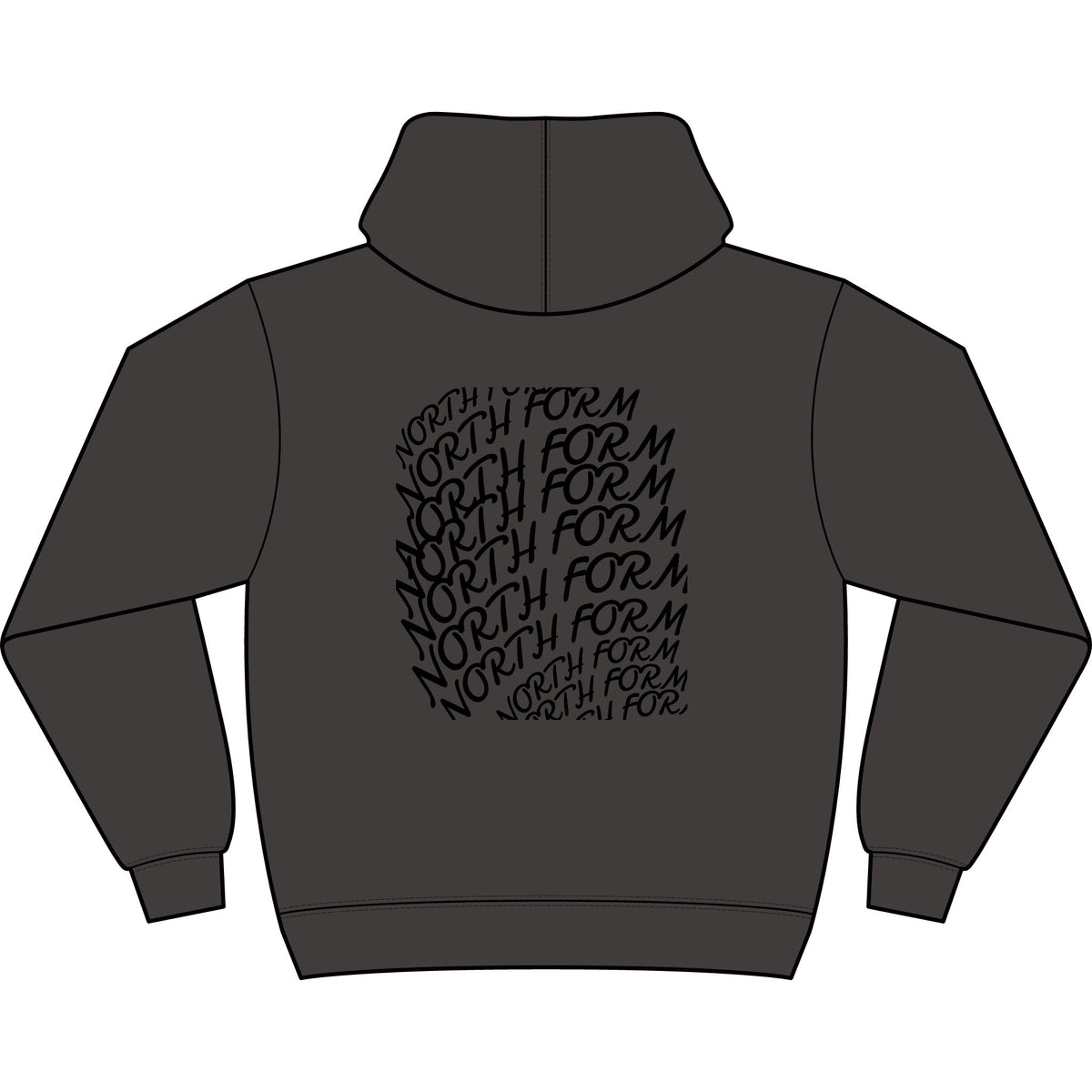 North Form Logo Men's Box Hoodie — Retro Repeated Back Print, Casual Streetwear