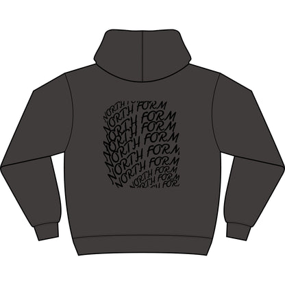 North Form Logo Men's Box Hoodie — Retro Repeated Back Print, Casual Streetwear