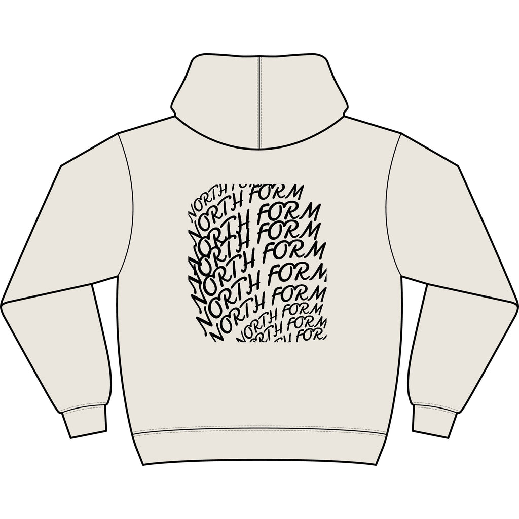 North Form Logo Men's Box Hoodie — Retro Repeated Back Print, Casual Streetwear