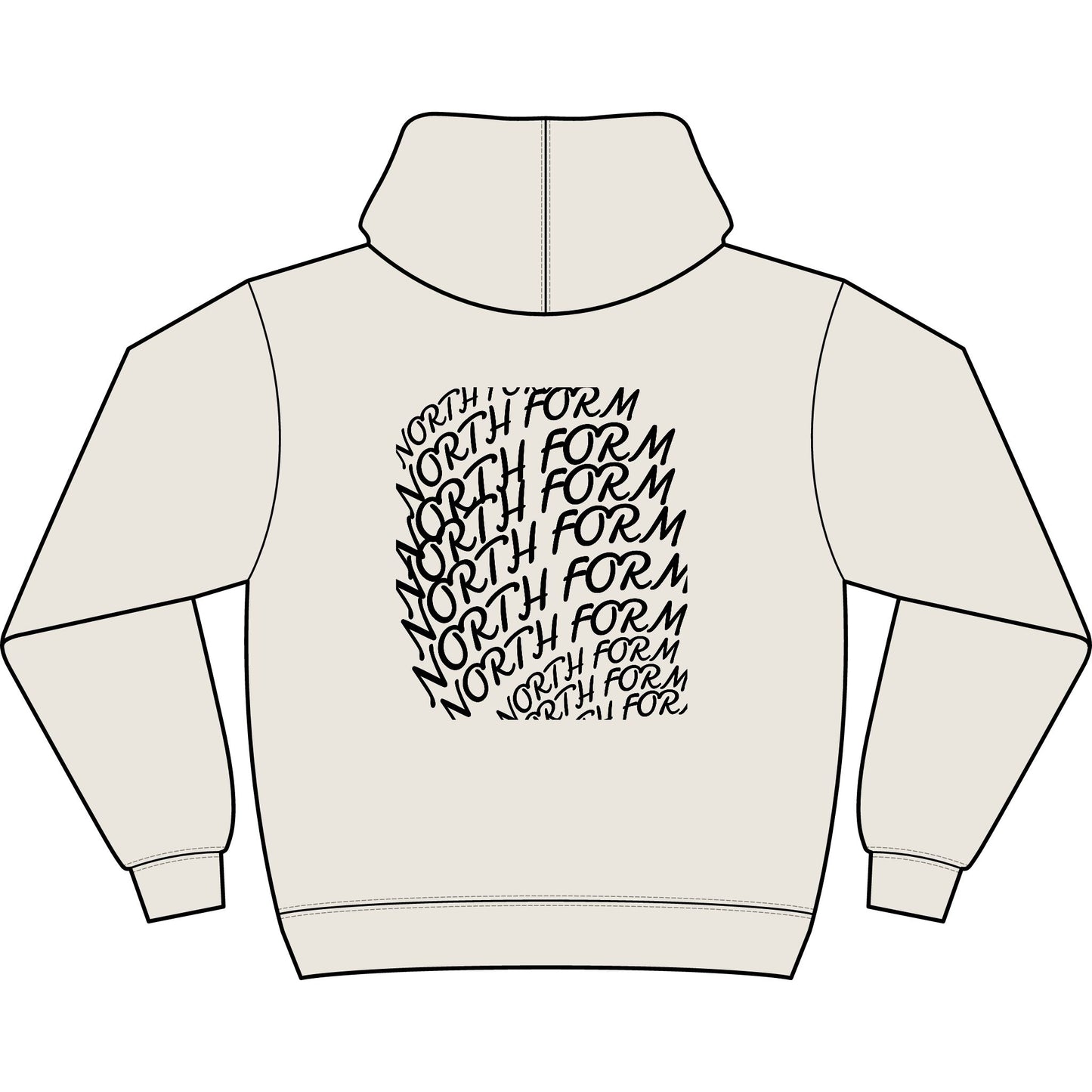 North Form Logo Men's Box Hoodie — Retro Repeated Back Print, Casual Streetwear