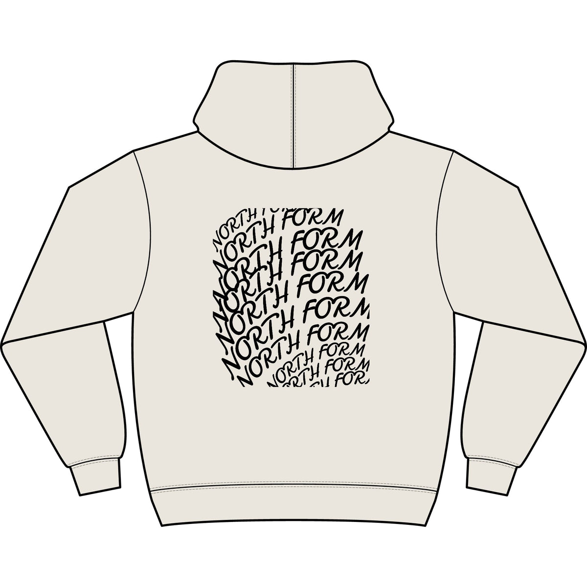 North Form Logo Men's Box Hoodie — Retro Repeated Back Print, Casual Streetwear