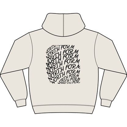 North Form Logo Men's Box Hoodie — Retro Repeated Back Print, Casual Streetwear