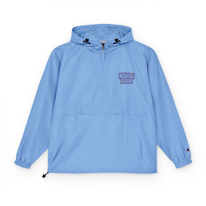 Light Blue Packable Anorak Jacket — ‘North Form’ Chest Graphic, Windbreaker Hoodie