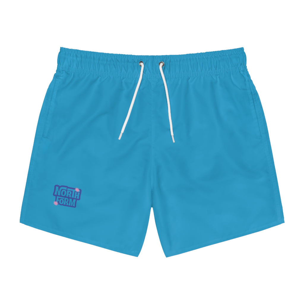 Men's Blue 'North Form' Swim Trunks — Graphic Beach Shorts