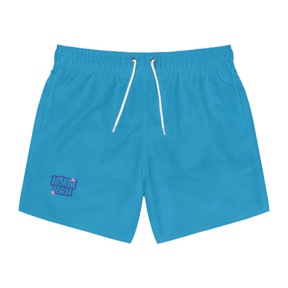 Men's Blue 'North Form' Swim Trunks — Graphic Beach Shorts
