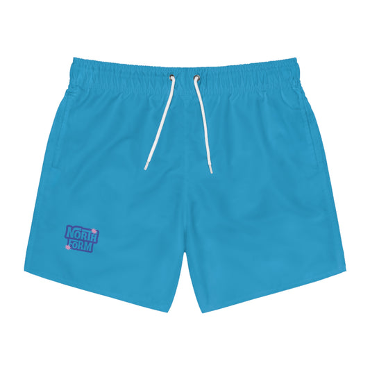 Men's Blue 'North Form' Swim Trunks — Graphic Beach Shorts