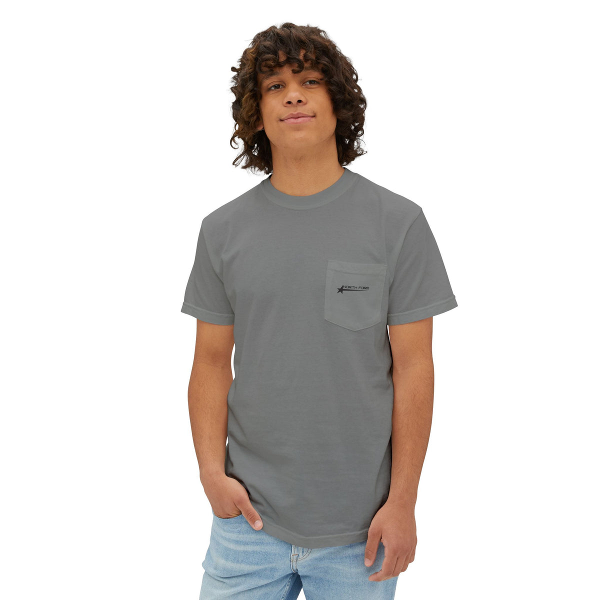 Pocket Tee — Minimalist White Garment-Dyed Pocket T-Shirt