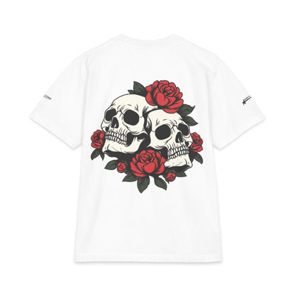 Skull & Roses T-Shirt — Double Skull Floral Graphic Tee