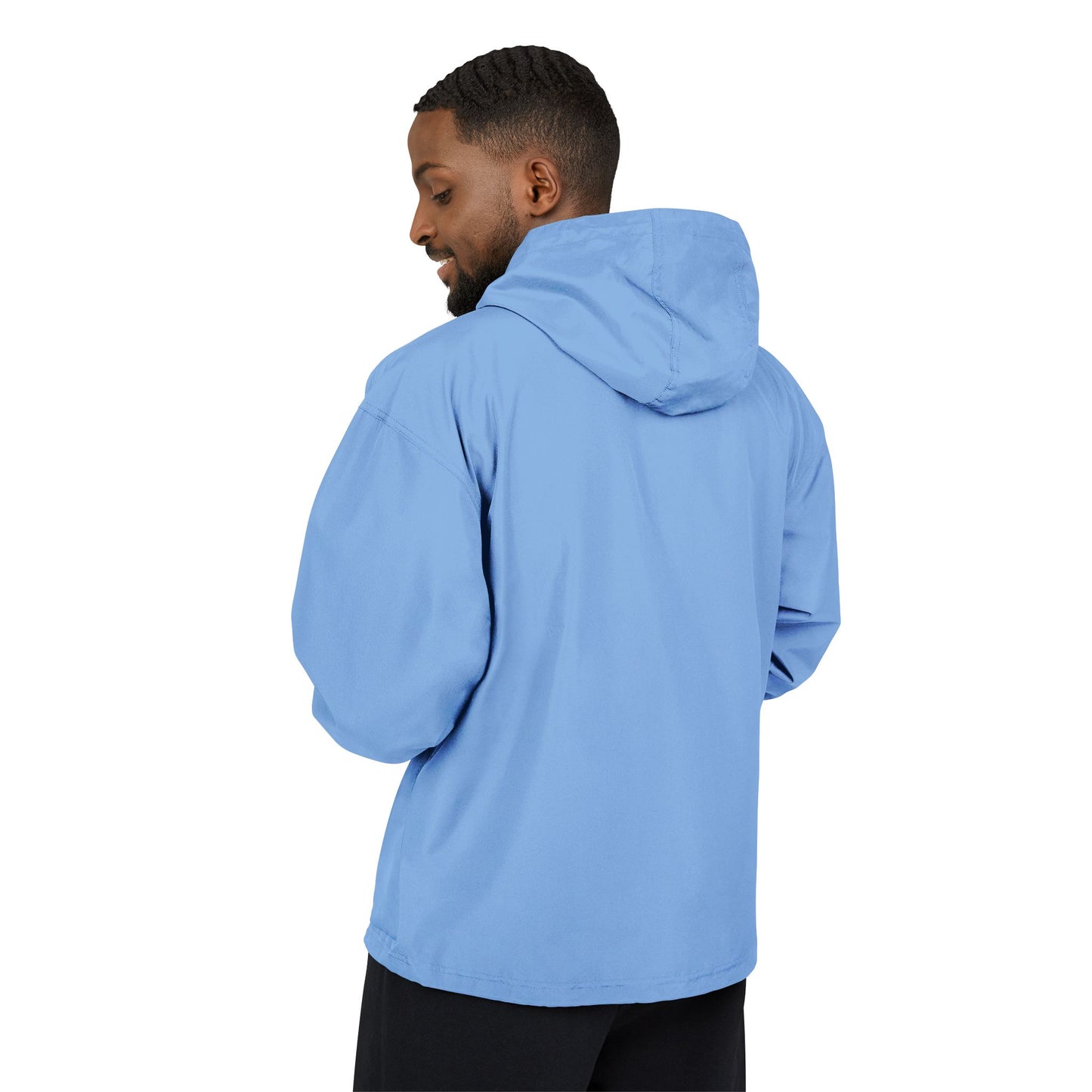 Light Blue Packable Anorak Jacket — ‘North Form’ Chest Graphic, Windbreaker Hoodie