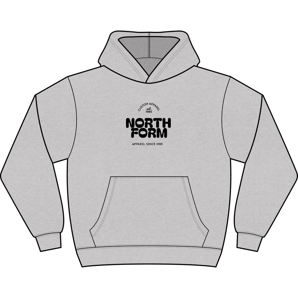 North Form Logo Men's Box Hoodie — Retro Repeated Back Print, Casual Streetwear