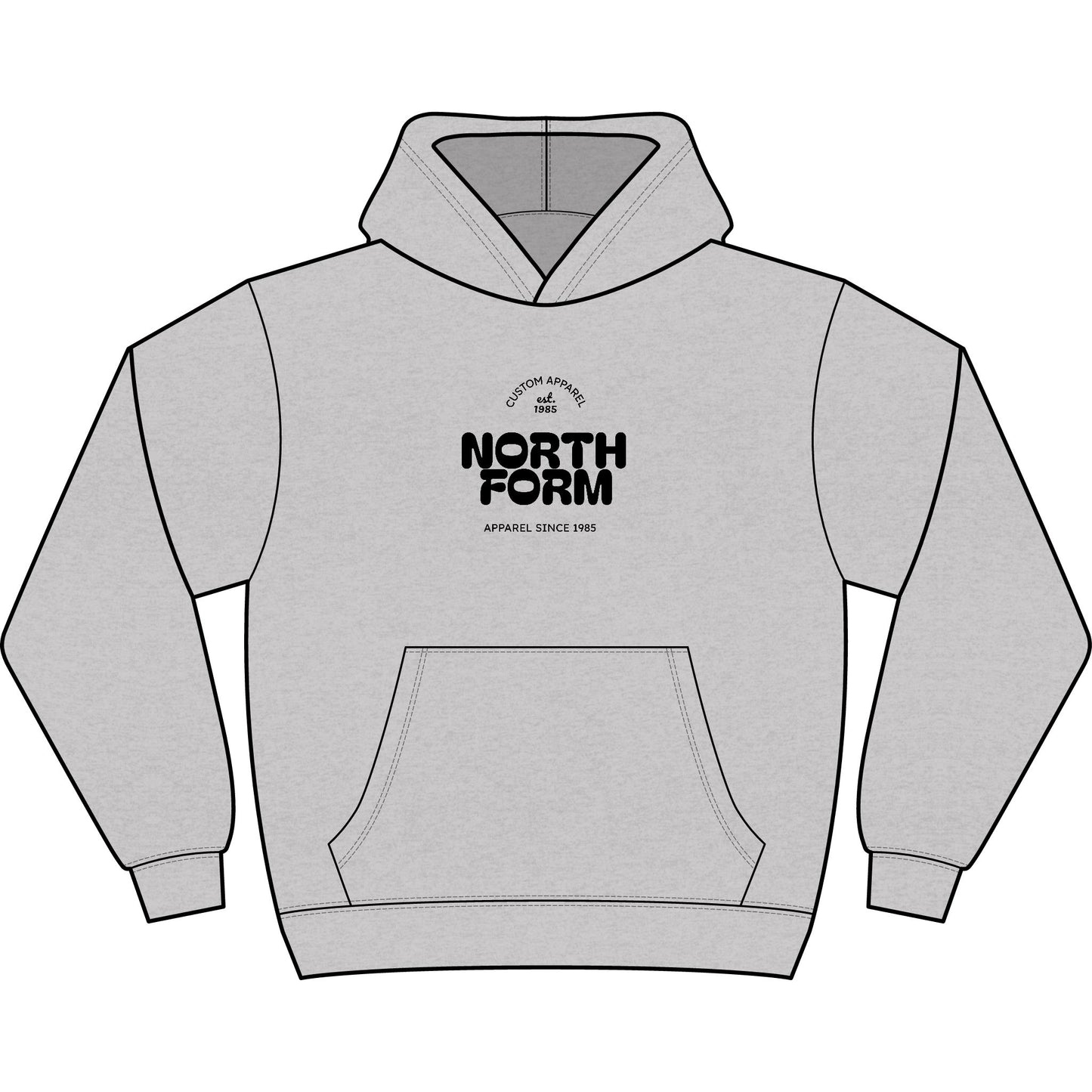 North Form Logo Men's Box Hoodie — Retro Repeated Back Print, Casual Streetwear