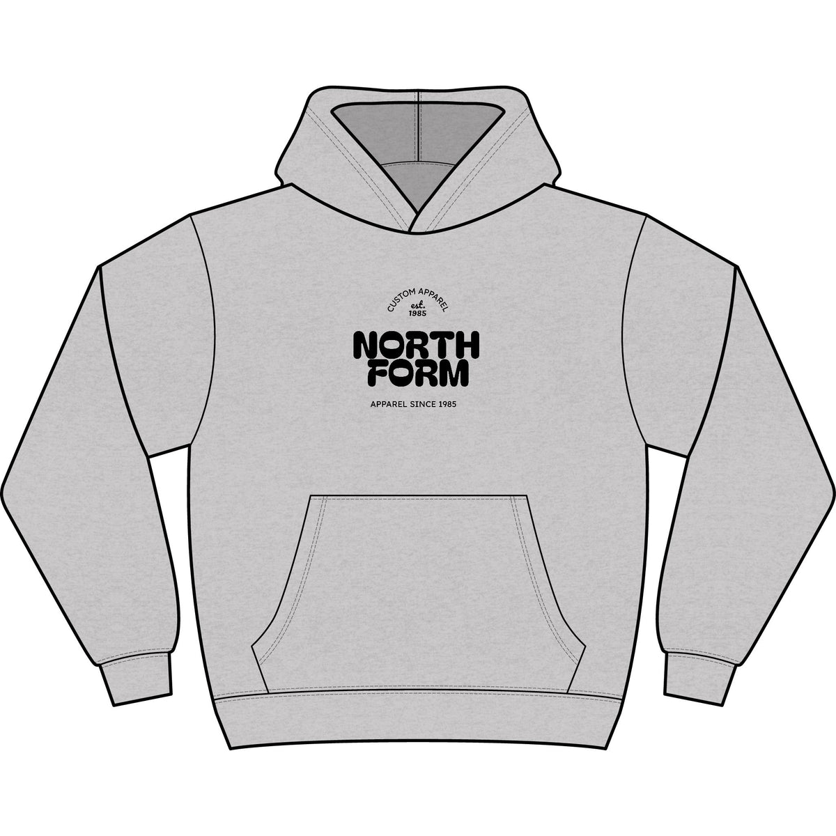 North Form Logo Men's Box Hoodie — Retro Repeated Back Print, Casual Streetwear