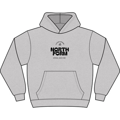 North Form Logo Men's Box Hoodie — Retro Repeated Back Print, Casual Streetwear