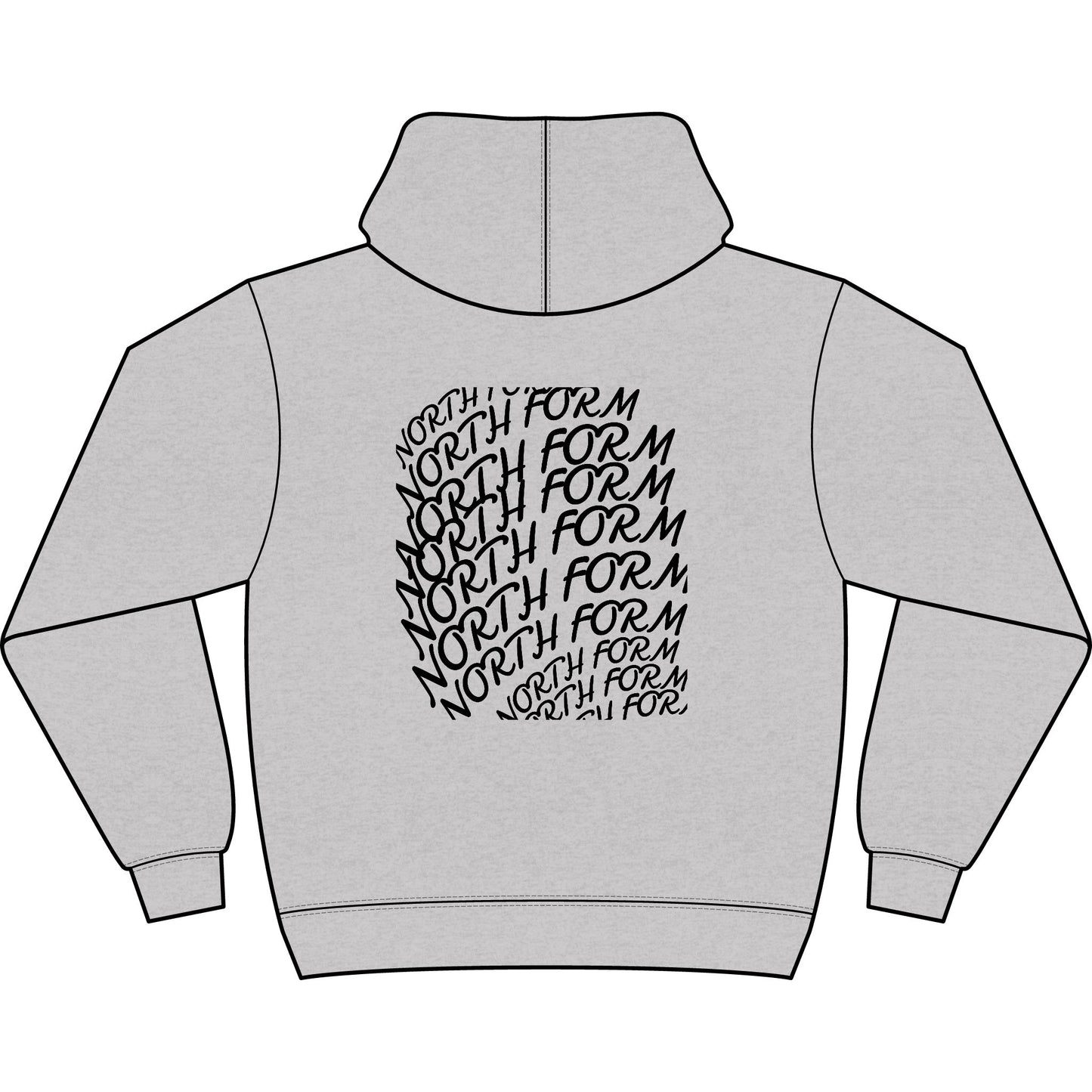 North Form Logo Men's Box Hoodie — Retro Repeated Back Print, Casual Streetwear