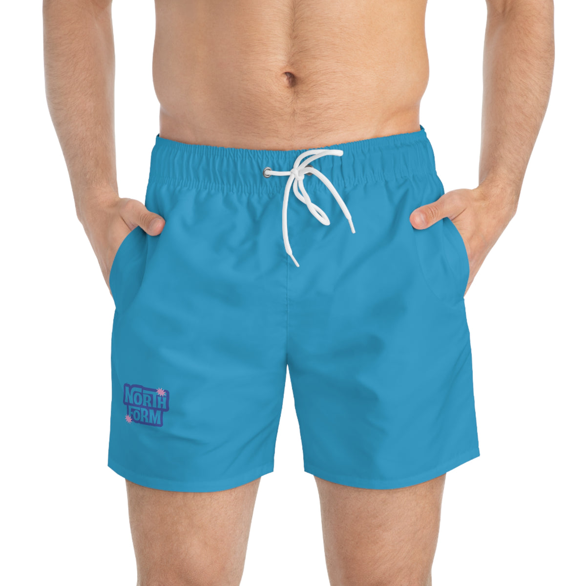 Men's Blue 'North Form' Swim Trunks — Graphic Beach Shorts