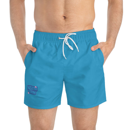 Men's Blue 'North Form' Swim Trunks — Graphic Beach Shorts