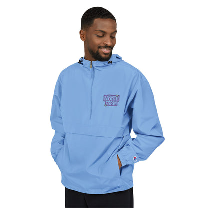 Light Blue Packable Anorak Jacket — ‘North Form’ Chest Graphic, Windbreaker Hoodie