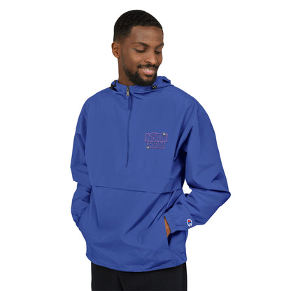 Light Blue Packable Anorak Jacket — ‘North Form’ Chest Graphic, Windbreaker Hoodie