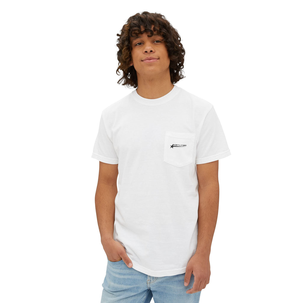 Pocket Tee — Minimalist White Garment-Dyed Pocket T-Shirt