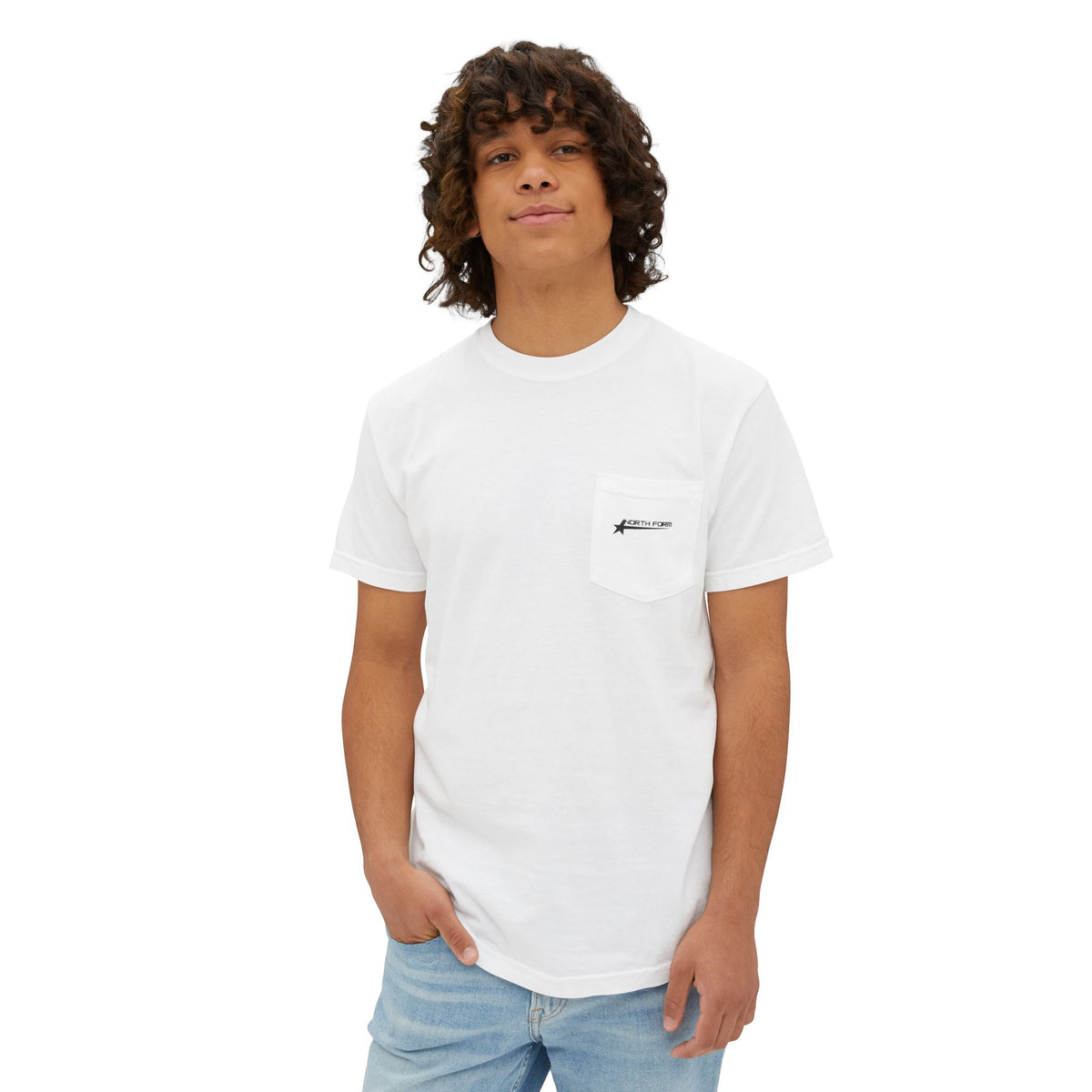 Pocket Tee — Minimalist White Garment-Dyed Pocket T-Shirt