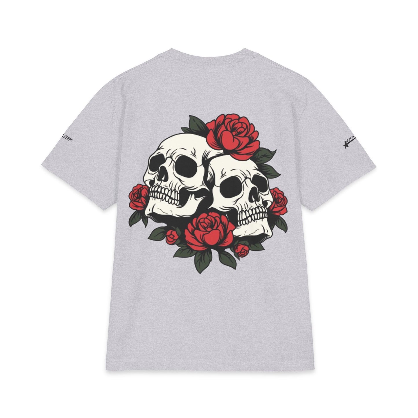 Skull & Roses T-Shirt — Double Skull Floral Graphic Tee