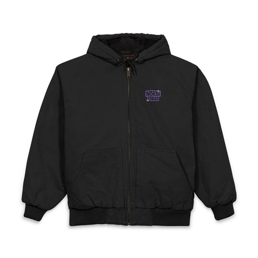 Embroidered Work Hooded Jacket - Durable Duck Cloth Utility Coat