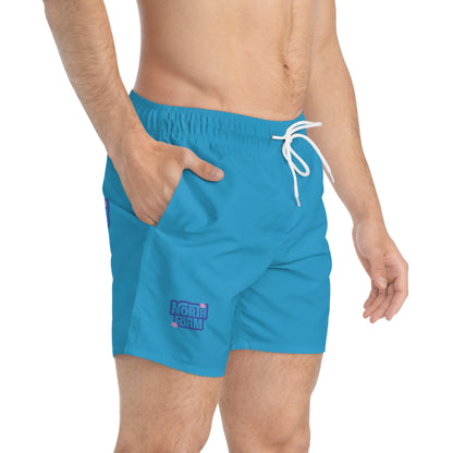 Men's Blue 'North Form' Swim Trunks — Graphic Beach Shorts