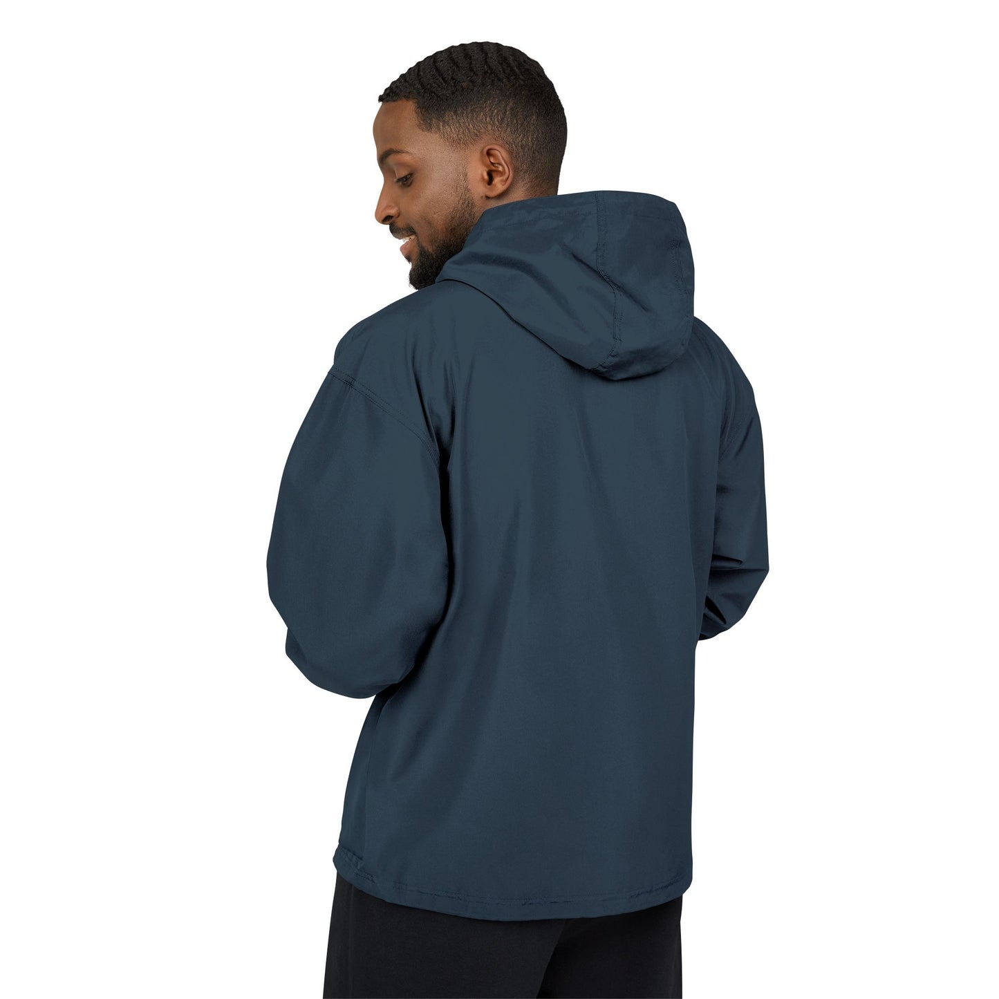 Light Blue Packable Anorak Jacket — ‘North Form’ Chest Graphic, Windbreaker Hoodie