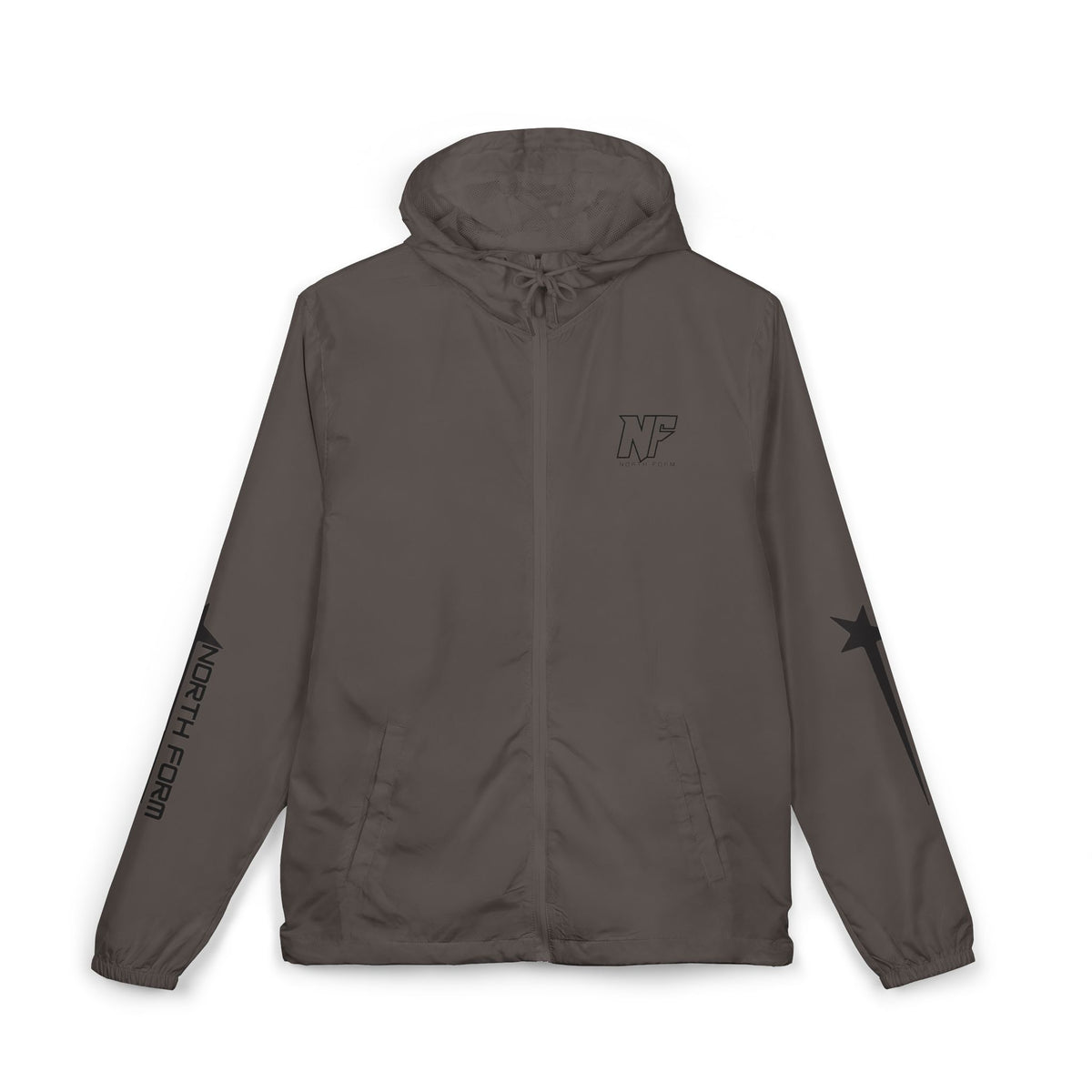White Camo Windbreaker Jacket — 'W' Logo & Star Sleeve Streetwear