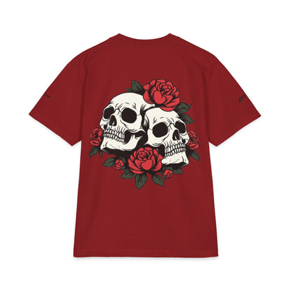Skull & Roses T-Shirt — Double Skull Floral Graphic Tee