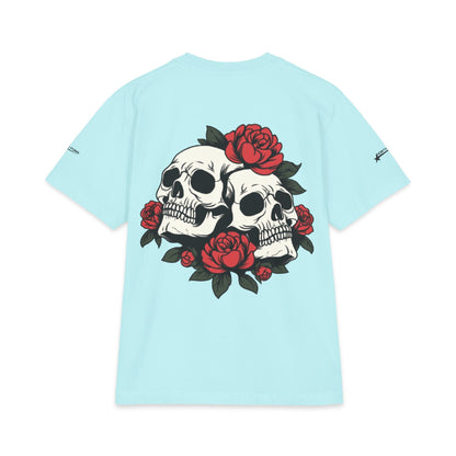 Skull & Roses T-Shirt — Double Skull Floral Graphic Tee