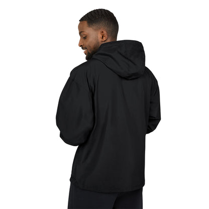 Light Blue Packable Anorak Jacket — ‘North Form’ Chest Graphic, Windbreaker Hoodie